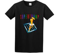 RYEW Men's Supertramp *The Very Best *Crime of The Century Print T Shirt Black