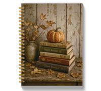 RYFBF Rustic Fall Pumpkin Book Journal for Women, 5.5x8.3in | Book Lover Gifts Notebook for Work Note Taking, Bookworm Gifts, Farmhouse Autumn Bookish Hardcover Notebook