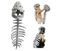 Ryfpdml 3D Wearable Realistic Skeleton Dinosaur Costume, Realistic Dinosaur Skeleton Costume Set Spinosaurus Plush Dino Funny Dino Headgear Hat for Halloween Cosplay Themed Parties