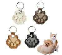 Ryfpdml 4Pcs Pet Keepsake Keyring, Pet Paw Shaped Leather Keychain, Cute Paw Keychains Dog Hair Collector Keychain Pet Memorial Keychains for Cat Dog Hair