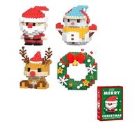 Ryfpdml 4Pcs Santa Claus Design Building Blocks Set, DIY Stocking Stuffers Christmas Tree, Christmas Building Blocks Theme Decor for Xmas Birthday Party Favors