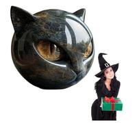 Ryfpdml Black Cat Stone Sculpture, Hand-Carved Crystal Healing Stone Elegant Home Décor Art Piece Cute Gemstone Decoration for Cat Lovers (Yellow eyes)