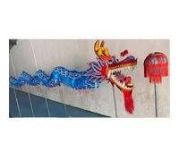 Rygcrud Chinese Dragon Dance Poi Silk Ribbon, New Year Outdoor Fitness Juggling Sets for 6/8/10/12 Players Street Festival Performance Decorations(Blue,10m/6people)