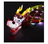 Rygcrud Dragon Poi with 3D Plastic Head, Outdoor Flinging Dance - Chinese Molding Ribbon Streamer for Gifts, Festival Performance, Fitness Toys(Green-Red,6m/19.7ft)