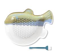 RYHHH Advanced Ceramic Grater Plate | Ginger Grater | for Grinding Various Ingredients | Pufferfish Shape | Unique Kiln-Changed Color Make Each One Unique