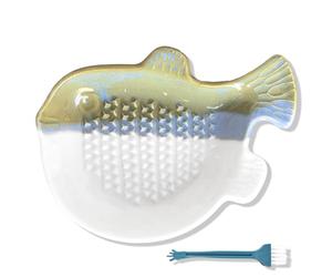 RYHHH Advanced Ceramic Grater Plate | Ginger Grater | for Grinding Various Ingredients | Pufferfish Shape | Unique Kiln-Changed Color Make Each One Unique
