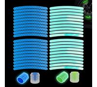 RYHHH Reflective Stickers Kit,Warning Reflective Stickers, Fluorescent Tyre Valve Caps, For Vehicle, Bicycles, Motorcycles Helmet, Made With Reflective Material (40+4 PCS)