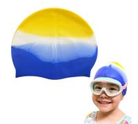 RYHHH Swim Cap Silicone | Waterproof Kids Swimming Cap | High Elastic, Easy Fit, Comfort & Durability | for Long Short Hair Girls Boys Kids Teens Children | Blue Yellow Gradient