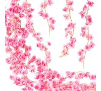 RYHMHA Artificial Cherry Blossom Vine, Garland Decoration, 2 Pieces, Suitable for Indoor and Outdoor Garden Decoration and Wedding Party Decoration, 1.8m/5.9ft (Pink), RY-032609-TF