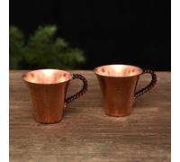 RYHMHA Handmade Pure Copper Teacup, Pure Copper Teacup, Hammered Mugs Set of 2