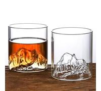 RYHMHA Japanese Fujiyama Whiskey Crystal Glasses 2 Pcs Set, 12 oz Glasses for Whiskey, Cognac, Scotch, Cocktail, Rum, Beer (Clear)