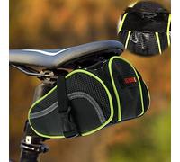 Ryhpez Bike Saddle Bag, Bicycle Bag Back Seat Pouch Mountain Bike Pocket Pack Waterproof Strap-on Seat Bag for Outdoor Night Safety Ride, Convenient with Reflective Stripes - Green