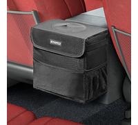Ryhpez Car Trash Can with Lid - Car Trash Bag Hanging with Storage Pockets Collapsible and Portable Car Garbage Can with Metal Rack Support