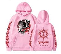 RYHRS Berserk Manga Streetwear Hoodie - Double-Sided Graphic Print Dark Fantasy Anime Pullover (XXL,pink)