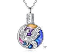 RYJOZT Urn Necklaces for Ashes, Animal Urn Necklace, 925 Sterling Silver, Elk, Deer, Cremation Jewellery for Ashes, Abalone, Sterling Silver, No Gemstone