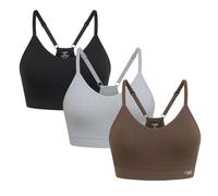 Ryka Ashley Seamless v-Neck Cami Sports Bra, 3 Pack, Shopping Bag/Mcrht/Black, XL