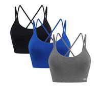 Ryka Hannah Seamless Strappy Openback Sports Bra, 3 Pack, Lapis Blue / Asphalt Htr / Black, S