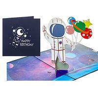 Rykamia Spaceman Birthday Pop Up Card, 6x6", Space Birthday 3D Card, Astronaut Card, Space Card, Card For Kids, Kids Birthday Card, Kids Pop Up Birthday Card, Astronaut Birthday Card