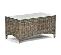 ryker rattan coffee table rectangular in brown with glass top