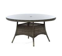 ryker rattan dining table large round in brown with glass top