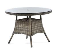 ryker rattan dining table small round in brown with glass top