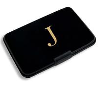 Rykitop Initial Letter Credit Card Holder,RFID Blocking ID Card Case Business Metal Slim Mini Aluminum Wallet for Men Women, Black, Letter J