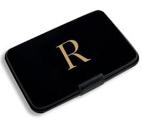 Rykitop Initial Letter Credit Card Holder,RFID Blocking ID Card Case Business Metal Slim Mini Aluminum Wallet for Men Women, Black, Letter R