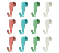 Rylae 12pcs Over The Door Hooks Color, Heavy-Duty Hooks for Cabinet, Small Over Cupboards Hook for Hanging, Over Kitchen Cabinet Single Hooks for Bedroom, Bathroom, Wardrobe,Kitchen (Color)
