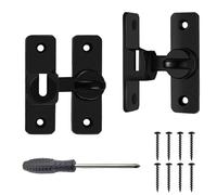 Rylae 2 Pcs Aluminum Alloy Anti-Theft Door Latch, 90/180 Degree Flip Lock with Screwdriver, Black Sliding Door Latch Locks, for Garden Gate Bathroom Garage Cabinet Window