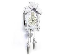 Rylai Cuckoo Clock Large Wooden Wall Clock Handcrafted 13x9.5 Inch (White)