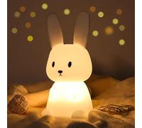 Rylan Silicone Cute Bunny Night Light for Kids- Bunny LED Lamp Rabbit Light Animal Nightlight with 7 Changing Colors USB Rechargeable for Birthday Gifts (Bunny), Blue
