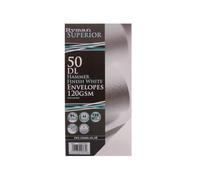 Ryman Hammer Finish Envelopes DL 120gsm Peel & Seal Pack of 50, White