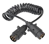 Ryme Automotive 3012435 7 Pin Trailer Extension Cable 3.5 m TPU Spiral Plug Flexible Extendable for Caravan/Tractor Black