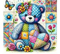 RYMILIE Bear Diamond Art Kits for Adults,Butterfly Diamond Painting Kits for Beginners,DIY 5D Flower Diamond Painting Kit for Home Wall Decor Gifts【13.7x13.7inch】