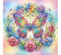 RYMILIE Butterfly Diamond Art Kits for Adults-Flower Diamond Painting Kits for Adults Beginners,5D DIY Special Gem Art Crafts Colorful Paintings for Home Wall Decor【13.7x13.7inch】