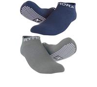 Rymora Non Slip Anti Skid Grip Socks (2 Pairs: Grey & Navy) (Small: UK 3-6 / EU 35-39) [S]