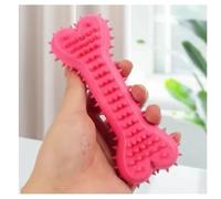 RYND Dog Chew Toy, Textured Bone Shape, Blue/Pink/Lime Green (Pink)