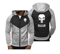 RYNDEX Zip Up Hoodies for Men Pun.ish-er, Hooded Breathable Long Sleeve Sweatshirt, Fashion Workwear, for Sports and Fitness, Winter(Light gray,M)