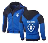 RYNDEX Zipped Men Hoodie World of Warcra-ft, Hooded Sweatshirt Jackets, Durable Gym Wear, for Sports and Fitness, Winter(Blue,XL)