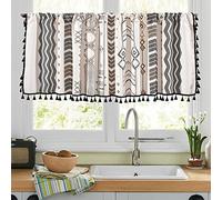 RYNGHIPY Boho Window Valance Cotton Linen Curtain Tiers Farmhouse Window Curtain Topper for Kitchen Living Room Bedroom 55 x 18 Inches Length