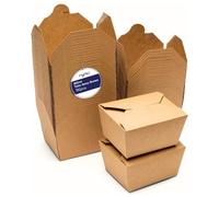 rynli 100pcs No.1 Kraft Takeaway Boxes with Foldable Lids, 800 ML/28oz Disposable Cardboard Deli Containers, Oil and Water Proof, Leak-Resistant, Biodegradable Food Containers