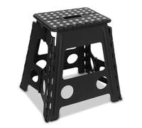 Rynli 16 Inches Folding Step Stool Enough to Hold 150KG Lightweight Foldable Stepping Stool for Adults and Kids, Compact and Lightweight Non-Slip Folding Stools for Kitchen Bathroom Bedroom (Black)