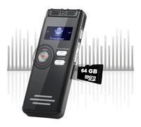 Rynli 64GB Digital Voice Activated Recorder with Playback, HD Dual MIC Noise Reduction Dictaphone, Mini 4800 Hours Recording Device, Ideal Voice Recorder for Meetings, Interviews, and Classes