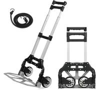Rynli Aluminium Folding Hand Truck Heavy Duty Foldable Sack Trolley on Wheels Barrow Cart Upto 85kg Load Capacity for Moving Boxes and Heavy Items
