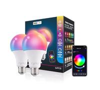 rynli E27 Smart Bulb Wi-Fi Alexa Light Bulbs, 9W 900LM, Colour Changing, Dimmable, Energy Efficient, Works with Alexa & Google Home, Smart Bulbs That Work with Alexa, No Hub Required (2 Pack)
