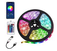 rynli LED Strip Lights with Bluetooth, 4M RGB LED Strip Light with Remote, USB Powered, Color Changing, Specialty & Decorative Lighting Ideal Lights for Bedroom, Kitchen, Gaming, TV Backlight