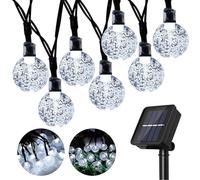 rynli Solar Powered Fairy String Lights Outdoor Garden, IP65 Rated Waterproof 8 Mode Crystal Ball Solar Powered LED Fairy Lights for Patio, Yard, Wedding, Outdoor Fairy Lights (White/5M/16 Ft/20 LED)