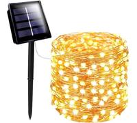 Rynli Solar Powered Fairy String Lights Outdoor Garden, IP65 Waterproof 8 Mode LED Copper Wire String Light for Patio, Yard, Solar Fairy Lights for Wedding, Christmas (Warm White, 30M, 100 Ft,300 LED)