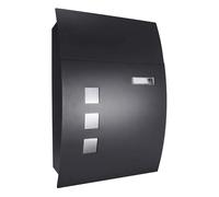 Rynli Wall Mounted Post Box for Outside - Large Waterproof Letterbox with Key Lock, Weather-Resistant Galvanised Steel Mail Box with Viewing Windows, Modern Curved Design Postbox for Home & Office