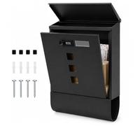 RYNLI Wall Mounted Post Box for Outside, Lockable Letter Box with Combination Lock, Waterproof Steel Mailbox with Newspaper Holder, Modern Outdoor Post Box for Home & Office